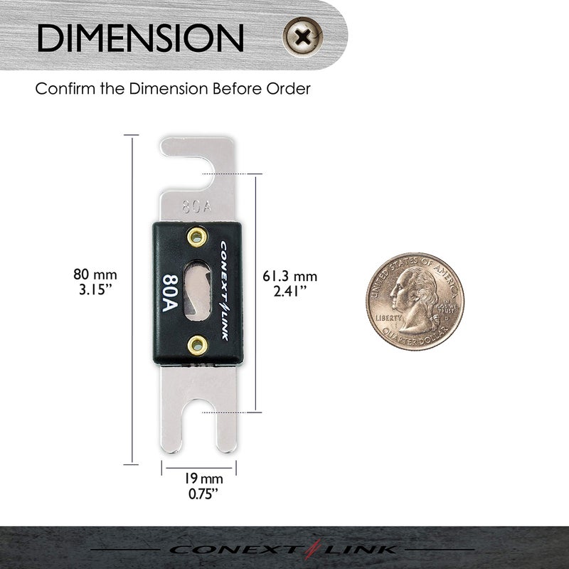 Conext Link ANL80-5 80 A Amp ANL Blade Fuse Nickel Plated 5 Pack - Image 3